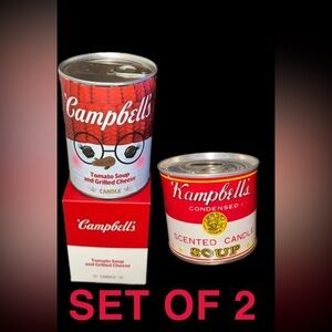 NEW BUNDLE SET Rare Campbell’s Soup Tomato Soup & Grilled Cheese Candle SEALED